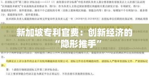 新加坡专利官费：创新经济的“隐形推手”