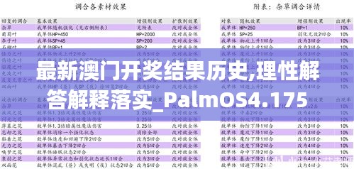 最新澳门开奖结果历史,理性解答解释落实_PalmOS4.175