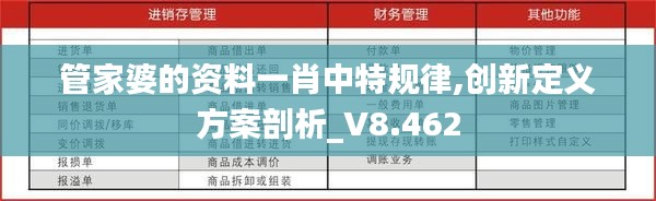 管家婆的资料一肖中特规律,创新定义方案剖析_V8.462