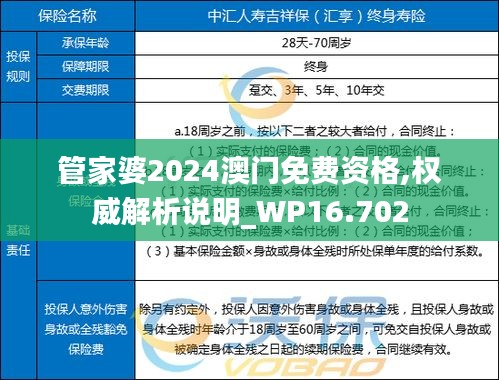 管家婆2024澳门免费资格,权威解析说明_WP16.702