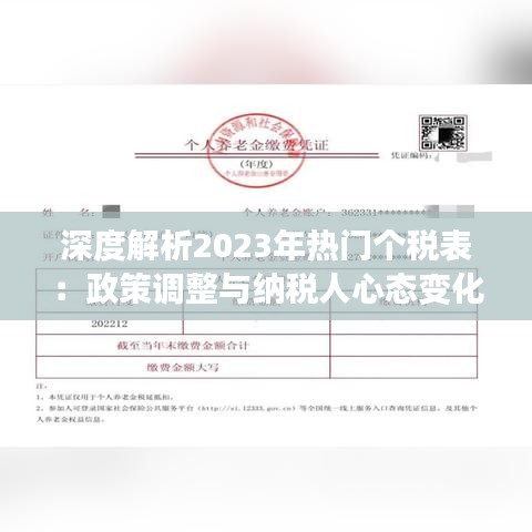 深度解析2023年热门个税表：政策调整与纳税人心态变化