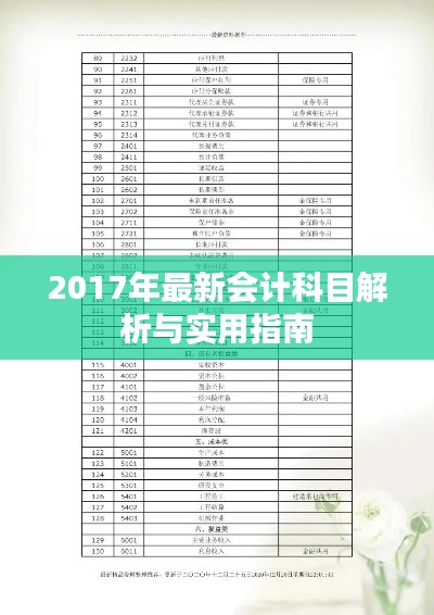 2017年最新会计科目解析与实用指南