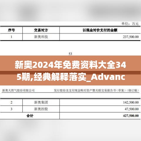 新奥2024年免费资料大全345期,经典解释落实_Advanced3.647