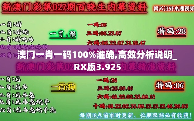 澳门一肖一码100%淮确,高效分析说明_RX版3.925