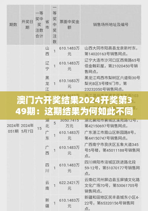 澳门六开奖结果2024开奖第349期：这期结果为何如此不同