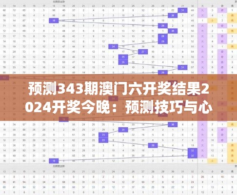 预测343期澳门六开奖结果2024开奖今晚：预测技巧与心得分享