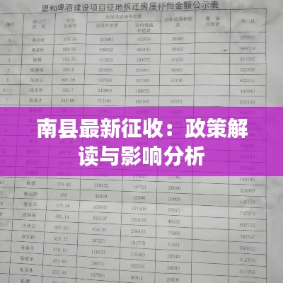 南县最新征收：政策解读与影响分析