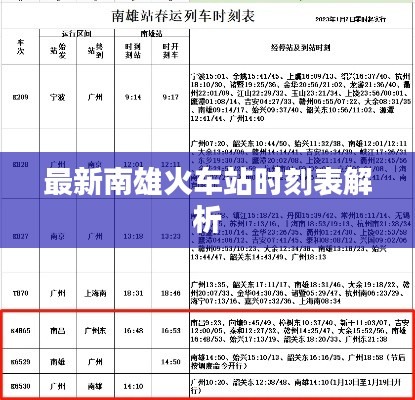 最新南雄火车站时刻表解析