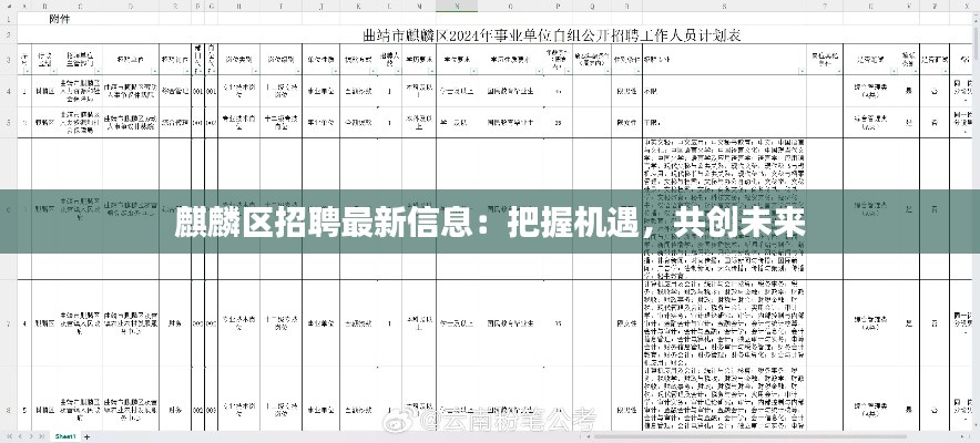 麒麟区招聘最新信息：把握机遇，共创未来