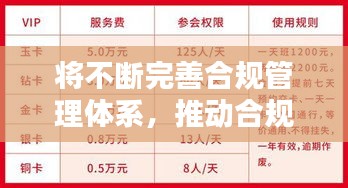 将不断完善合规管理体系，推动合规管理工作 