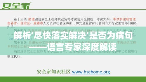 解析‘尽快落实解决’是否为病句——语言专家深度解读