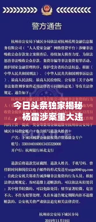 今日头条独家揭秘，杨雷涉案重大违法犯罪案件最新进展