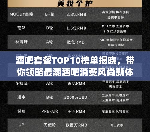 酒吧套餐TOP10榜单揭晓，带你领略最潮酒吧消费风尚新体验！