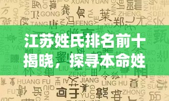 江苏姓氏排名前十揭晓，探寻本命姓氏的魅力与传承